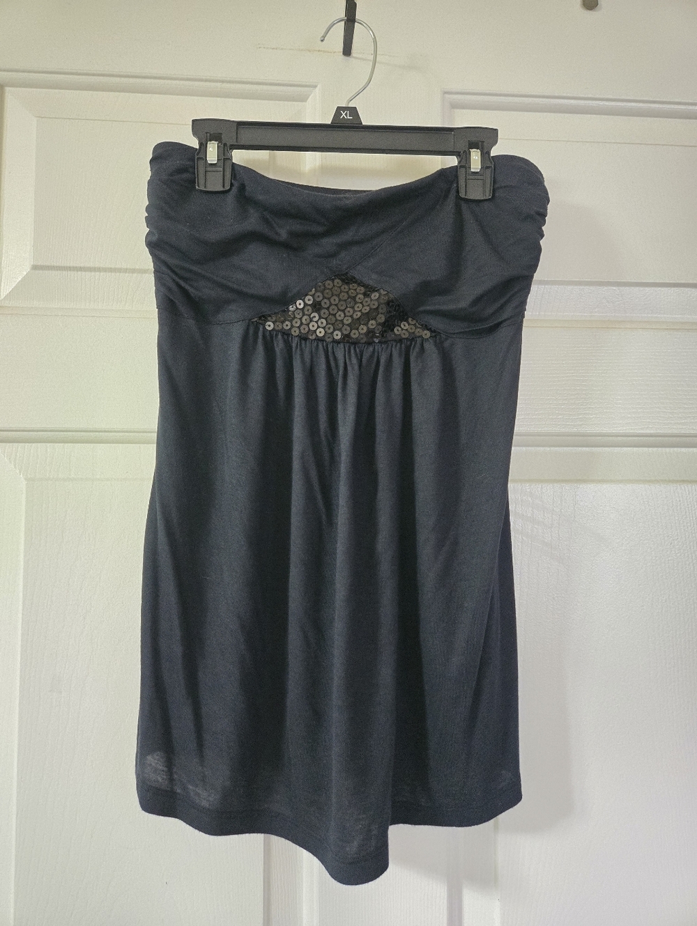 Express Strapless Top with  Black Sequin-Accent Size Small